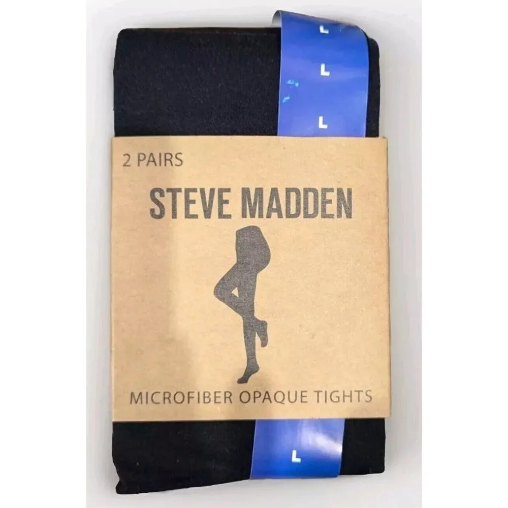Steve Madden Women's Large Microfiber Opaque Tights 2 Pairs‎ A11
